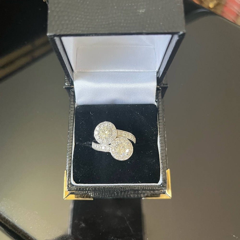 MOISSANITE TWO STONE RING 2.0 + CARAT DOUBLE STONE  RING